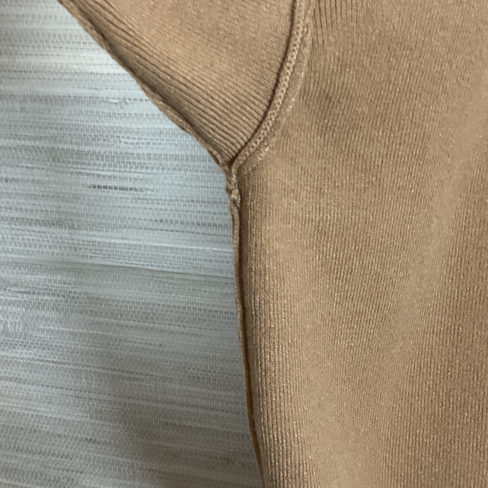 Line and Dot Favorite Off Shoulder Sweater Taupe Large Asymmetrical Tan - Picture 7 of 16